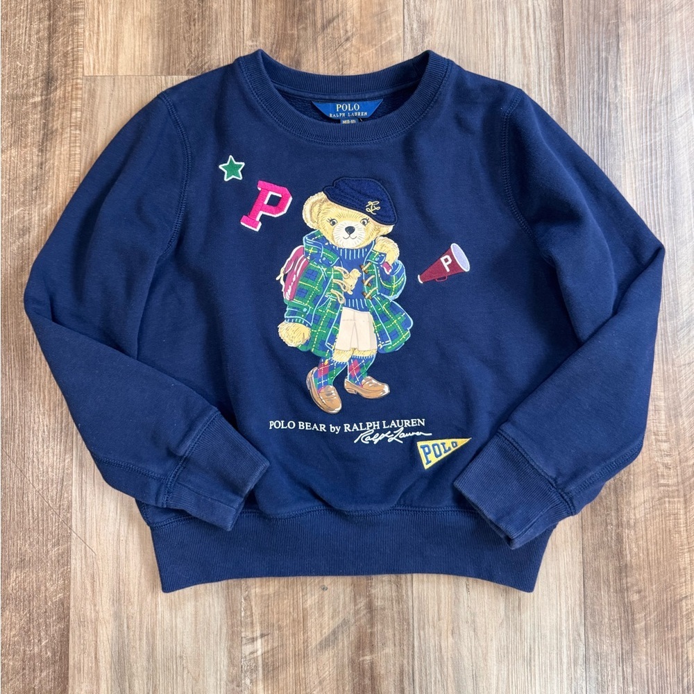 Polo Ralph Lauren Girls Navy Blue Polo Bear Sweatshirt, M (8-10) - Picture 4 of 12